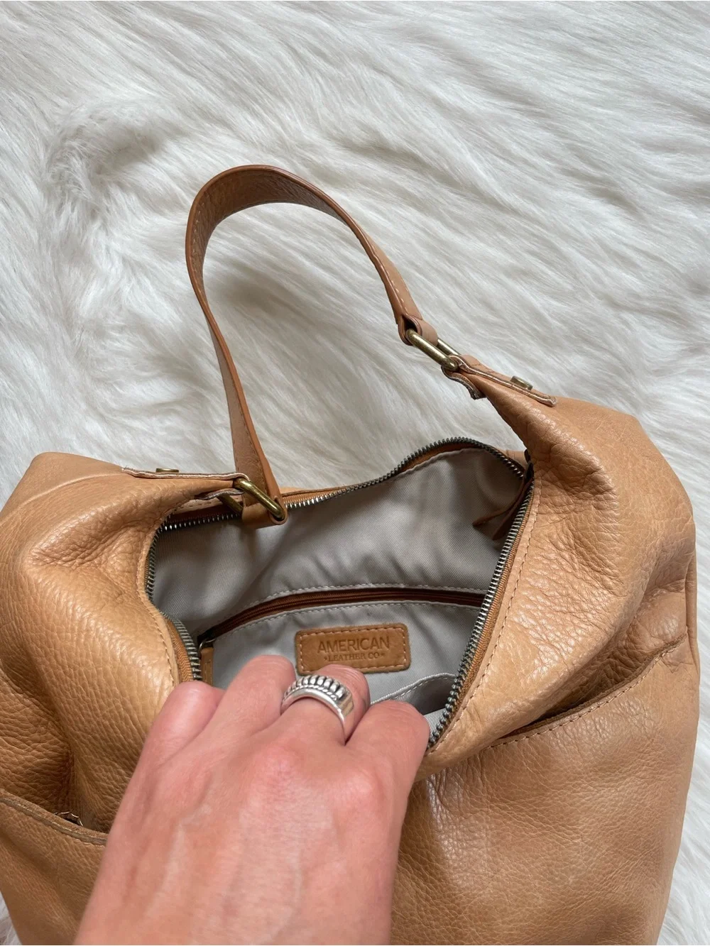 American Leather Co. Hobo Bucket leather shoulder bag